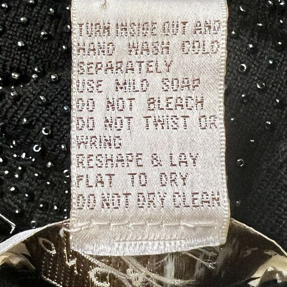 Doncaster Vintage Beaded Mock Neck Wool Top With Back Zip Closure Size Medium - Picture 11 of 14